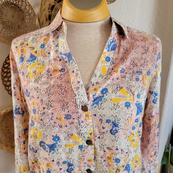 Anthropologie Raga Calafia Boho LS Button-up Blouse - Picture 2 of 6